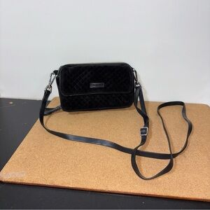 Vera Bradley Black Quilted Velvet Crossbody Bag 7x5